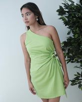 Vestido corto lino verde