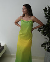 Vestido largo degrade verde