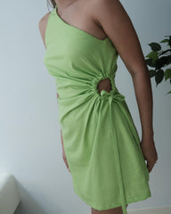 Vestido corto lino verde