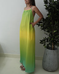 Vestido largo degrade verde
