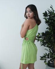 Vestido corto lino verde