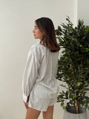 Set rayas lino verde